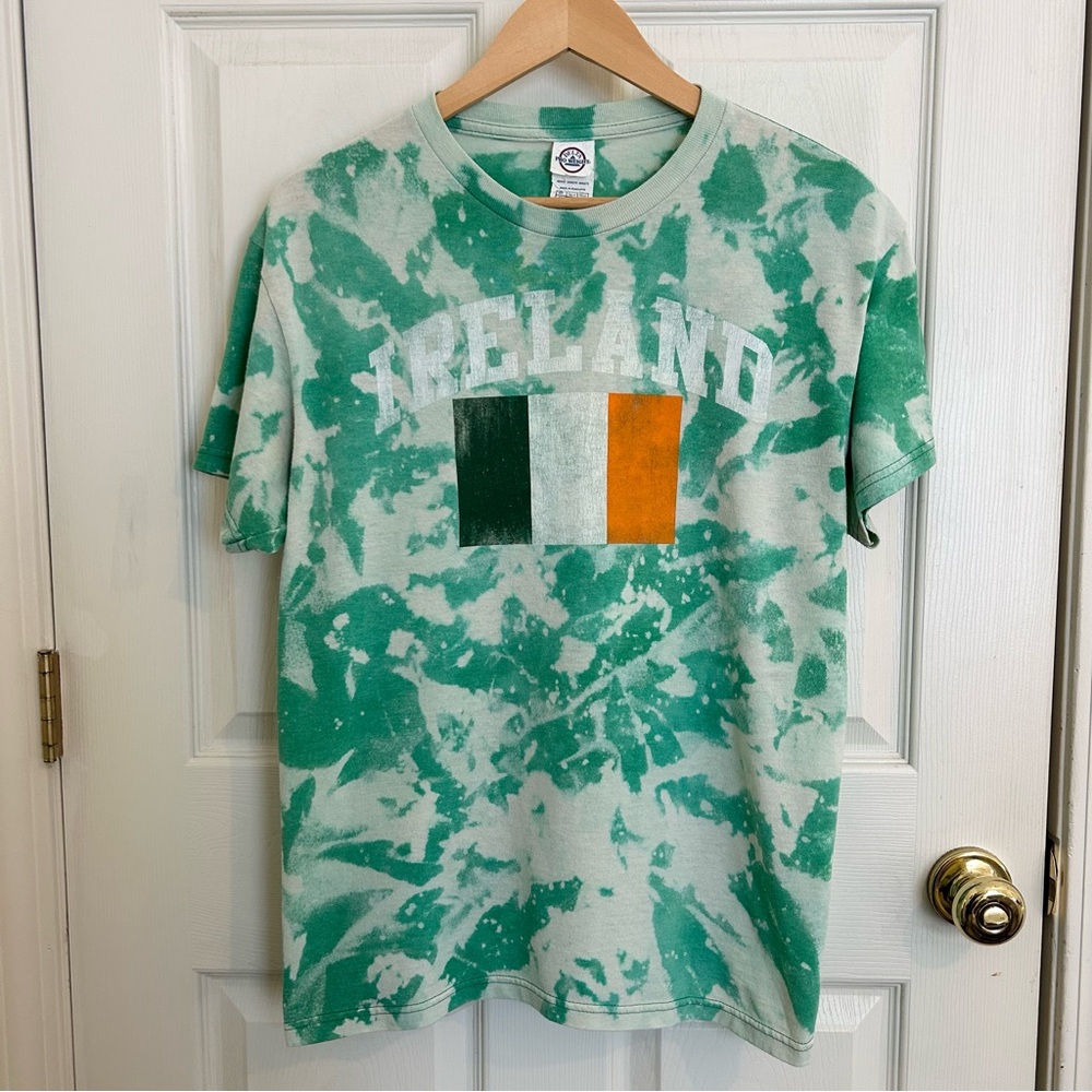 Vintage Upcycled Tie Dye Ireland St. Patrick’s Day T-Shirt | Adult M